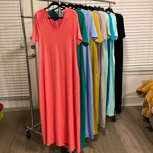 XL CORAL PINK MAXI DRESS WITH POCKETS SUMMER FUN SPRING FUN BEACH